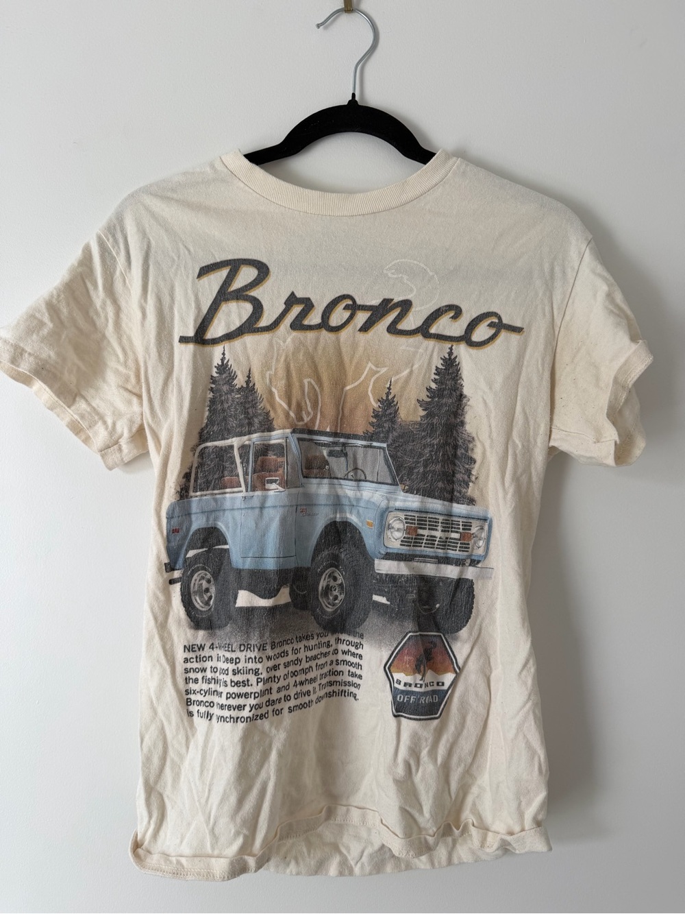 Ford Cream Tee with Light Blue Bronco Graphic